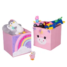 Cube Cute Cartoon zwierząt wzór schowek na zabawki organizator składane pojemniki pluszowa skrzynka na zabawki dla dzieci dla dzieci kosz przechowywania(China)