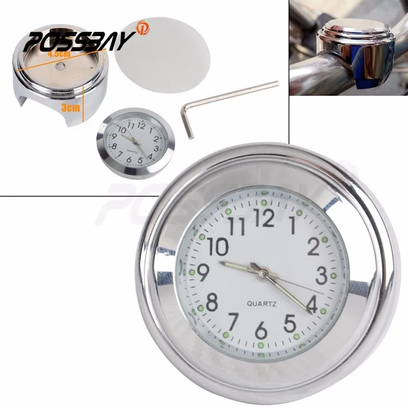 Possbayユニバーサルオートバイ時計 7 8 1 シルバーモトクロスダイヤル時計日本atvスクーターバイクアクセサリー Clock Bead Clock With Outdoor Temperatureclock Stock Aliexpress