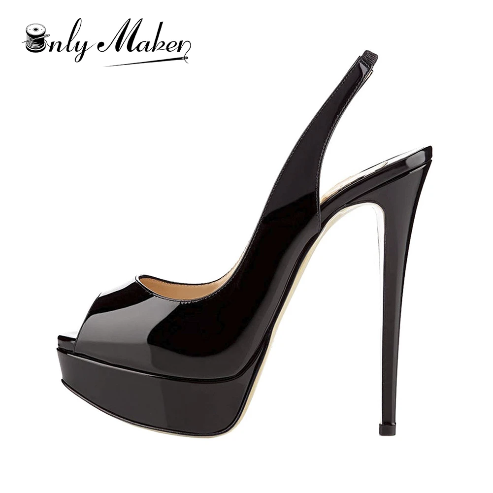 Peep toe slingback stilettos Clearance