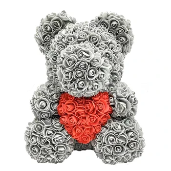 

HOT 40cm Valentines Day Gift Red Bear Rose Teddy Bear Rose Flower Artificial Decor Christmas Gift for Women Valentines Birthday