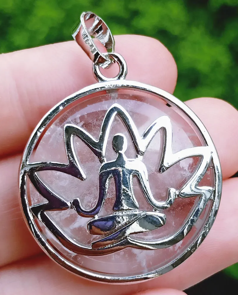 

Rock Quartz stone Yoga Lotus Buddha Pendant bead Energy Reiki Healing Amulet