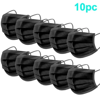 

10/15/25PCS Black Disposable Masks Non-woven Fabric Mask Adult Unisex Mouth Cover Masque Noir Jetable Filtros Mascarillas