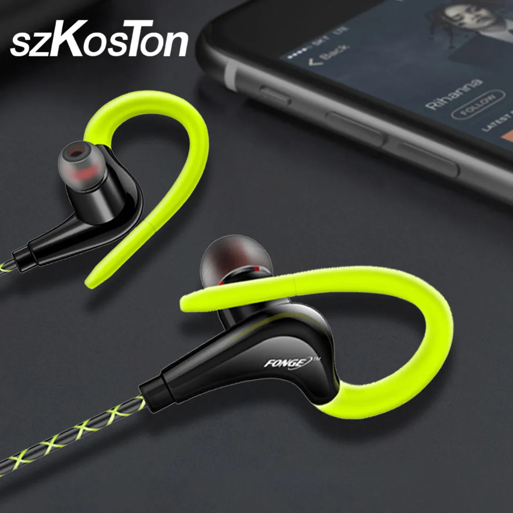 3.5mm Ear Hook Earphones Sport Running Headphones For iPhone Samsung Xiaomi pocophone In Ear