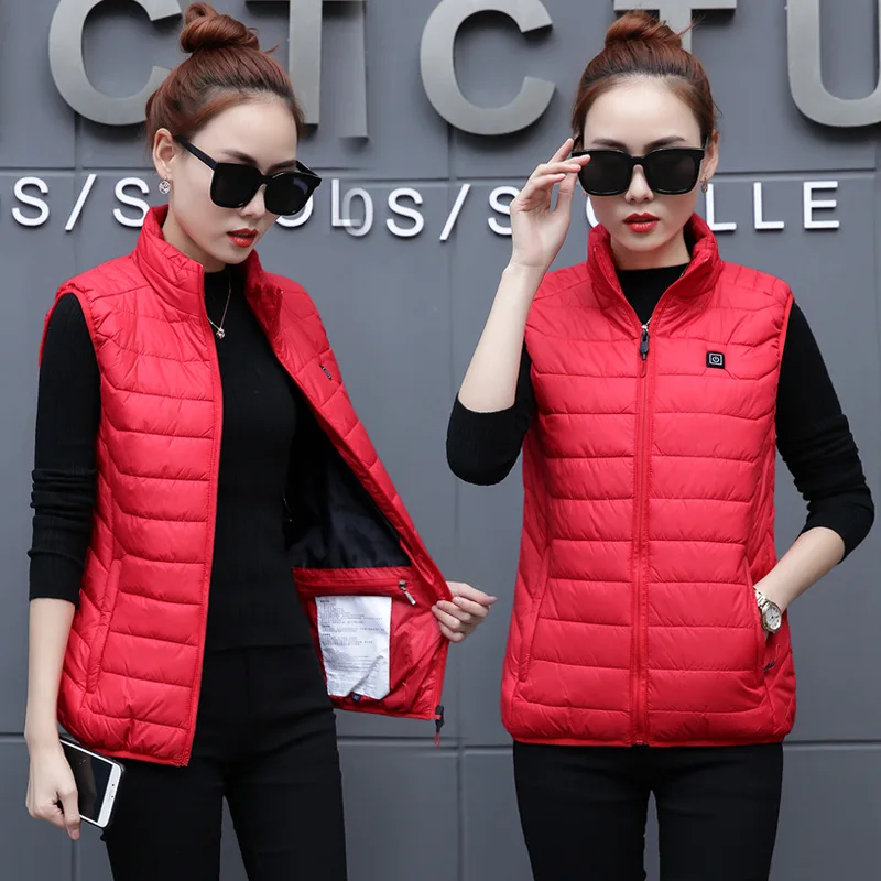 

2020 Autumn & Winter New Style Rechargeable Heating Thermostat Waistcoat Waistcoat Women's Short Sleeveless Thick Warm Vest 8898
