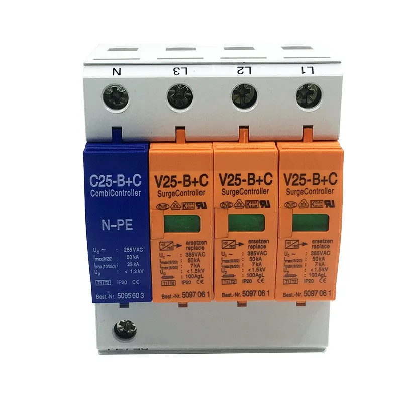 7-50KA V25-B+C/3+NPE Surge Arrester ~385V AC Combi Controller Protector | Обустройство дома