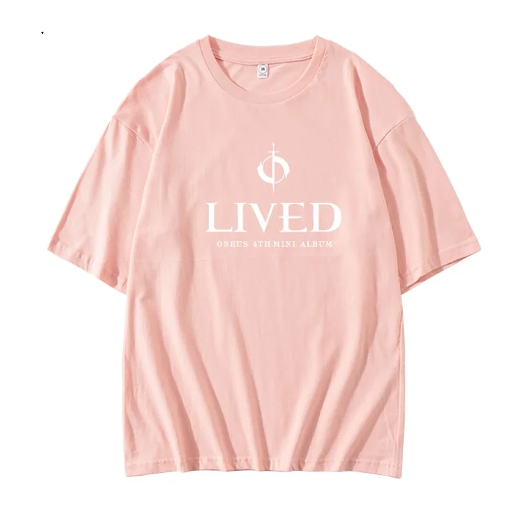 Summer style kpop oneus album lived same printing o neck short sleeve t shirt unisex fashion loose t-shirt 5 colors