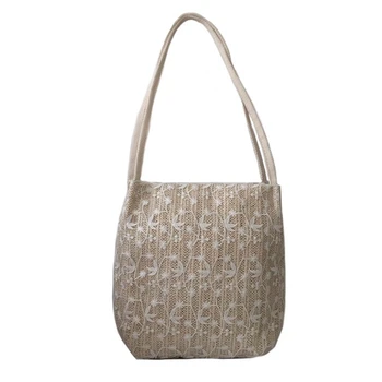 

Women's Beach Bag, Straw Bag, Portable High-Capacity Travel Bag, Hand-Woven Straw Bag