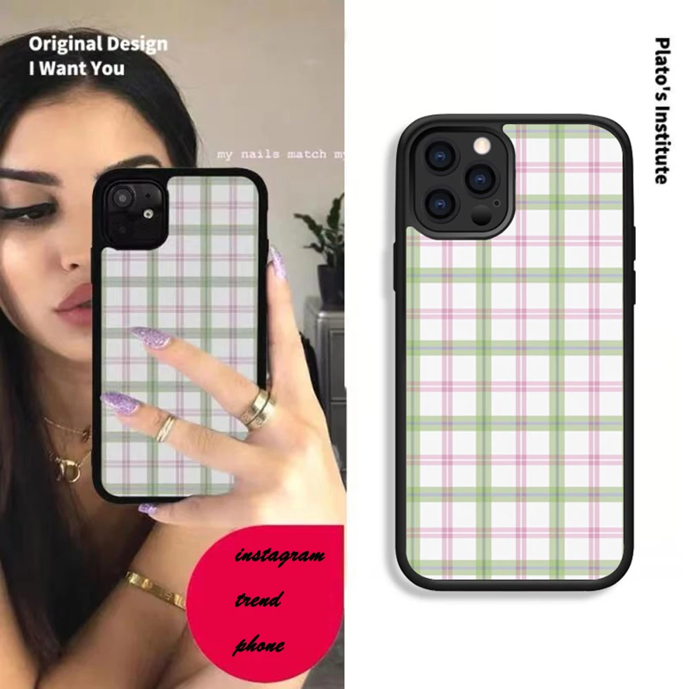 Trend Line Grid Telephone Cover For Iphone 13 12 Mini 11 Pro X XS MAX SE 2020 Apple Phone 6 7 8 Plus PC+TPU Hard Case 2021 | Мобильные