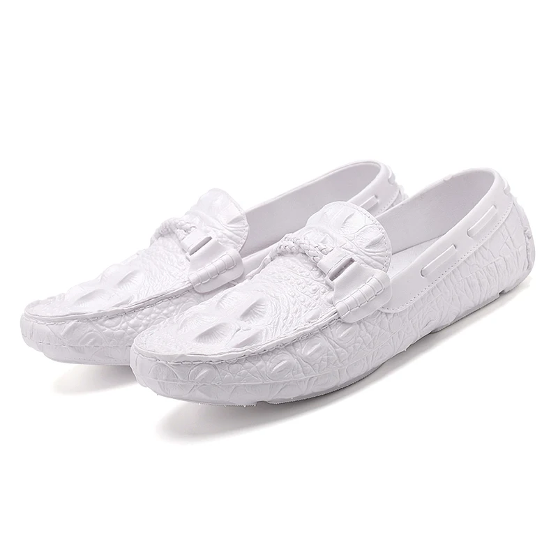 Men Casual Leather Shoes Italian Fashion Snake Skin Loafers designer Male Dress Moccasins Homme Tide Men Peas Shoes Lazy Shoes (10)