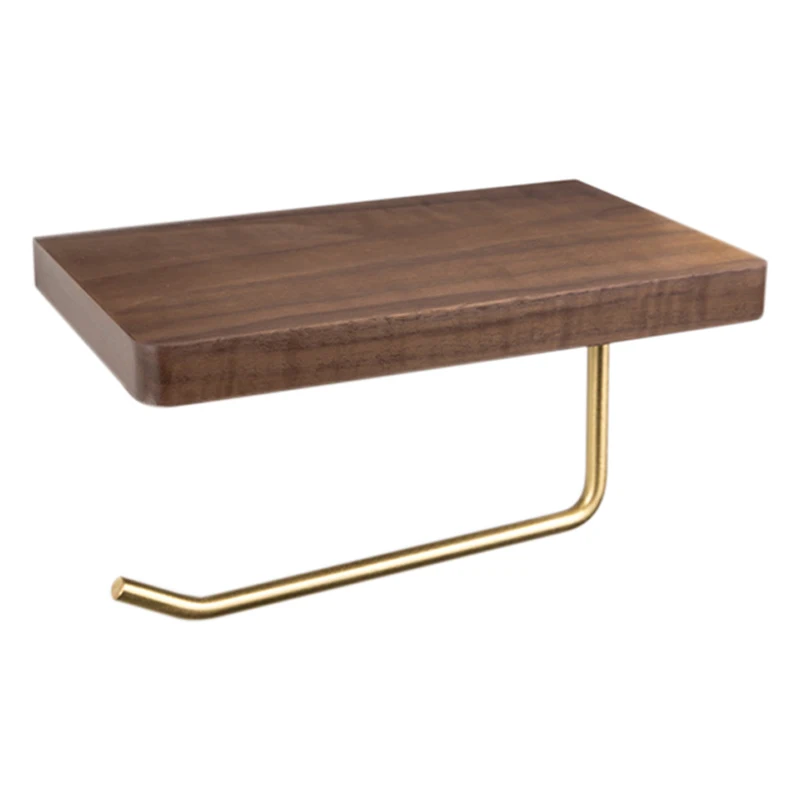 

Walnut Roll Holder Wood Towel Rack Tissue Box Toilet Paper Holder Toilet Paper Holder Shelf Storage Rack Bathroom Supplies
