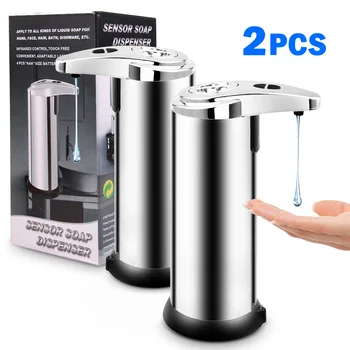 

2pcs Soap Dispenser Infrared Motion Sensor Touchless Hands-Free Automatic Liquid Soap Washer Bottle for Bathroom Office School