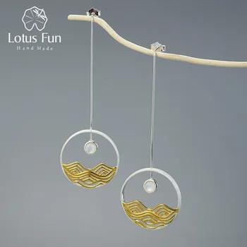 Lotus Fun The Moonlight Design Dangle Earrings Real 925 Sterling Silver Creative Handmade Fine Jewelry Earrings for Women Gift