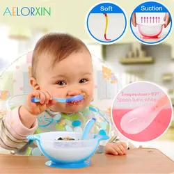 11.11 Temperature Sensing Spoon Baby Feeding Bowl Children's Tableware Baby Learning Dishes Feeding Assist Food Bowl Spoon Fork