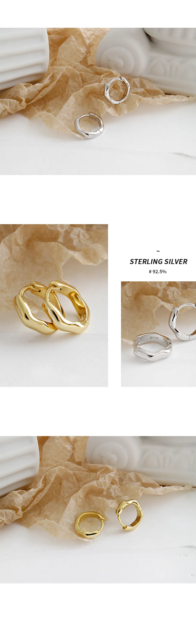 Минималистичные маленькие серьги-кольца Huggie с океанской волной для женщин и девочек, 925 пробы, серебряные круглые серьги, модное ювелирное изделие