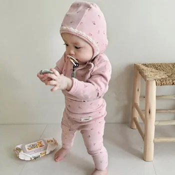 

2019 new baby girls boys 3 pcs set t-shirt+long pants+hat fashion autumn winter cotton kids girls pajama suit 0-2t