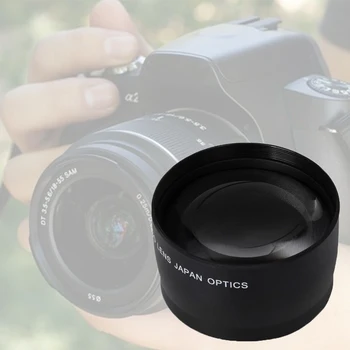 

58mm 2X Practical Black With Bag Alloy Converter Durable Accessories Wide Angle Telephoto Lens For Canon DSLR Camera