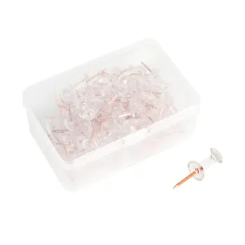 

100pcs Transparent Rose Gold Push Pins Thumb Thumbtack Board Pins Drawing Photo Wall Studs Office School Supplies