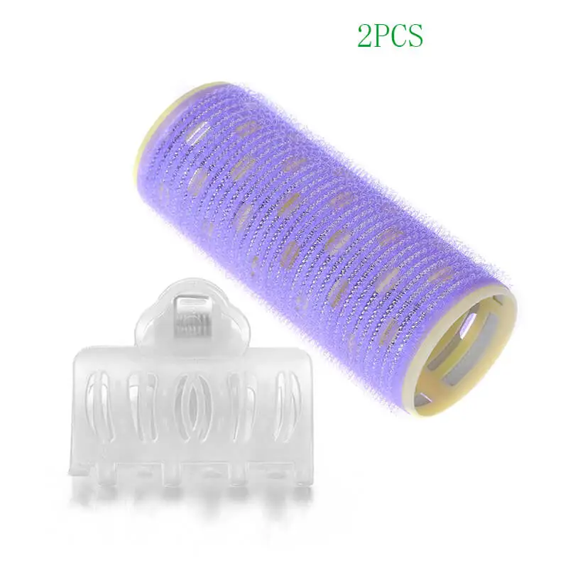 4sets purple Random Color 2/4/6Pcs/Set Multi Size Self Grip Hair Rollers Cling No Heat No Clip Hair Curling Styling DIY Magic Spiral Curlers - Цвет: 4sets purple