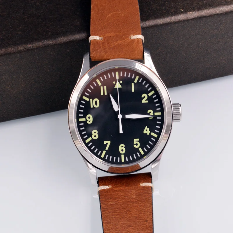 42MM Corgeut Leather Military Men Automatic Luxury Brand Sport Design Clock Leather Self Wind Mechanical Wrist male Watches