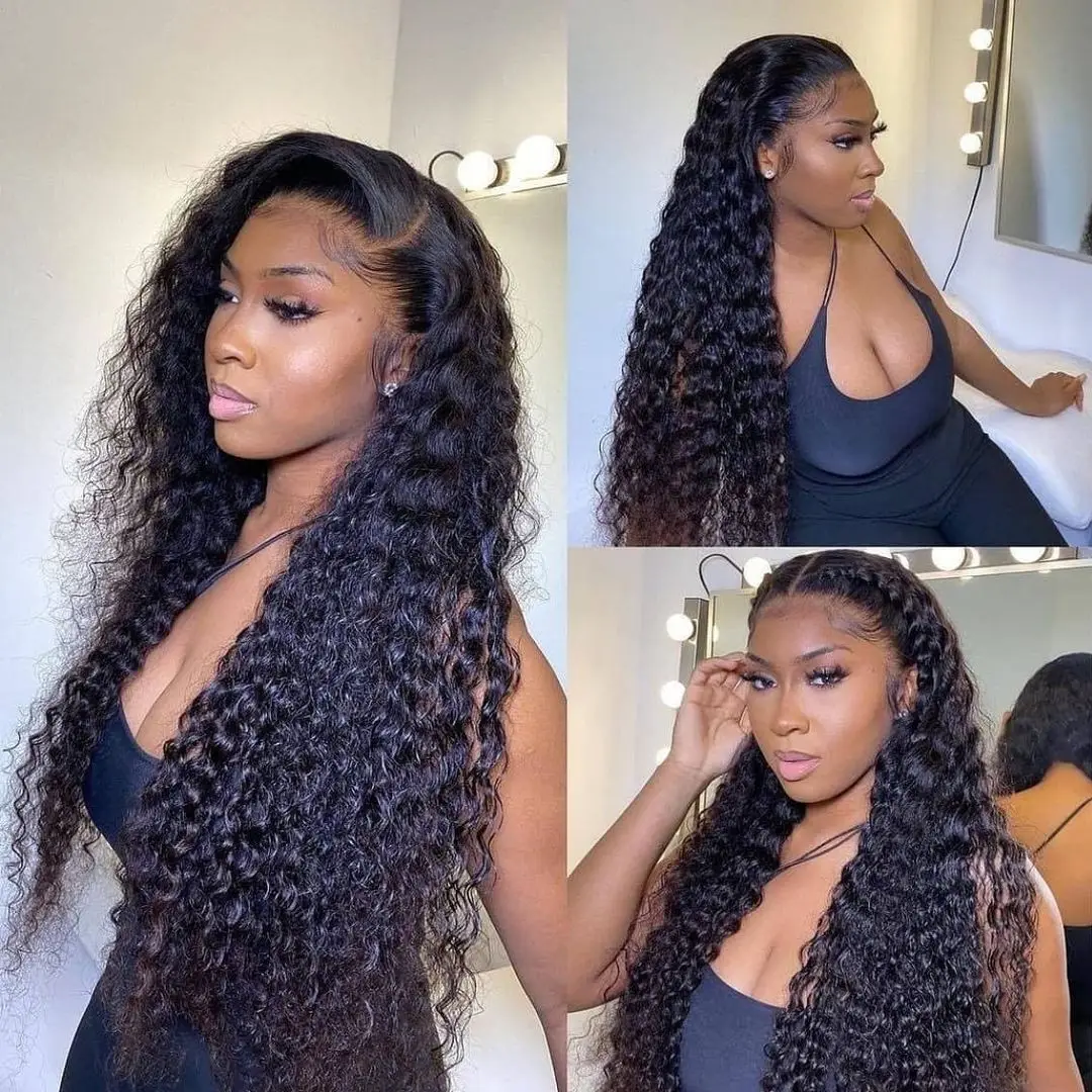 deep wave frontal wig 13x4 transparent wet and wavy lace front wigs brazilian bob frontal curly human hair wigs for black women