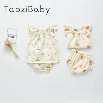 

Girls' Suits 2020 Summer New Baby Fly Sleeve Cute Print Princess Suit Girl Baby Tops And Bread Pants Two Piece Set