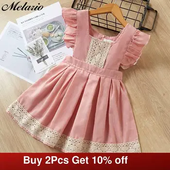 

Melario Children Party Dress 2020 Summer Fashion Girls Flying Sleeve Lace Pink Color Clothes Dress Kids Casual Mini Dress