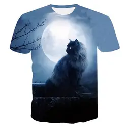 Летняя мужская футболка с рисунком черного кота, Спанч Боба, 3D принт, короткие рукава, футболка, Модные Повседневные Топы И Футболки, бренд
