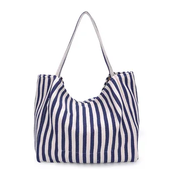 

Women Tote Bag High Quality Women Canvas Shopping Bag Women Large Totes Striped Female Package