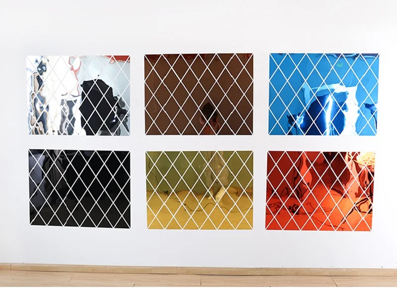 3D Mirror Wall Sticker DIY Diamonds Triangles Acrylic Wall Stickers Living Room Home Decoration adesivo de parede 6