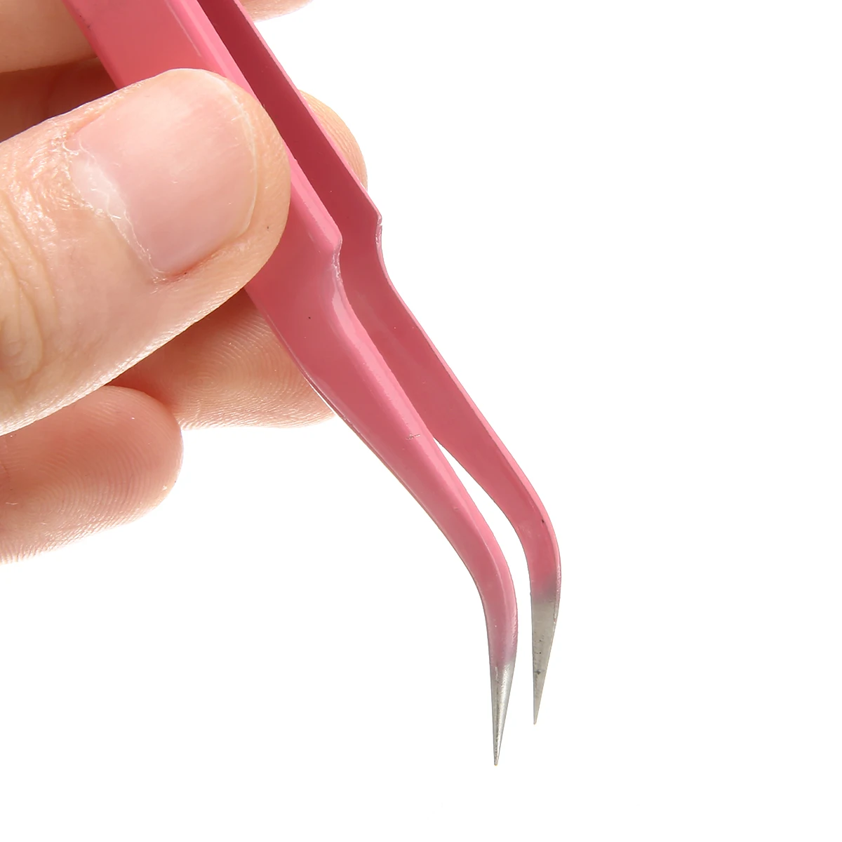 Mayitr 2pcs Fashion Pink Stainless Steel Eyelash Extension Straight+ bend Optional Tweezers Professional Eye Lashes Tweezers