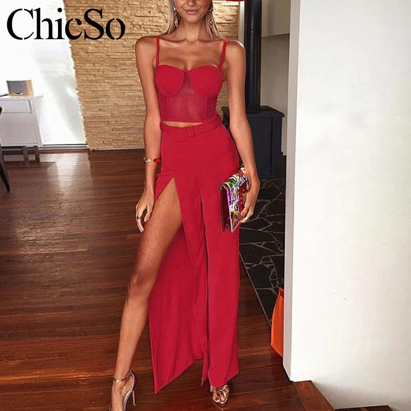 red 2 piece jumpsuit