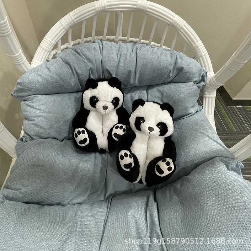 Women Home Indoor Soft  Anti-slip Faux Fur Cute Slippers Winter Warm Shoes Cartoon Plush Teddy Bear Slippers