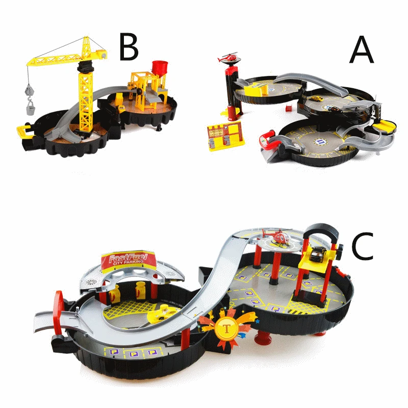 Спиральный роликовый рельс автомобили из сплава Детская городская парковка