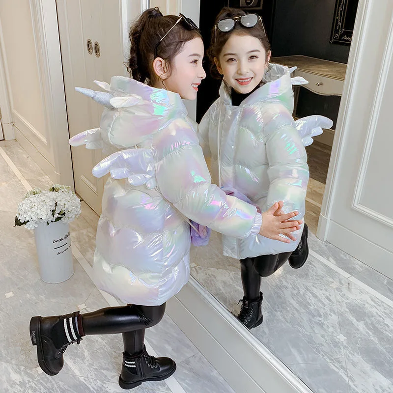 2-12 Year Toddler Girl Down Jacket Cute Unicorn Hooded Pearl Color Winter  Jacket For Girls Long Coat Waterproof Children Outwear - AliExpress