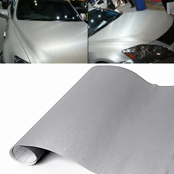 

12"x60" Sticker Car Brushed Steel Vinyl Wrap Silver Body Film Protector