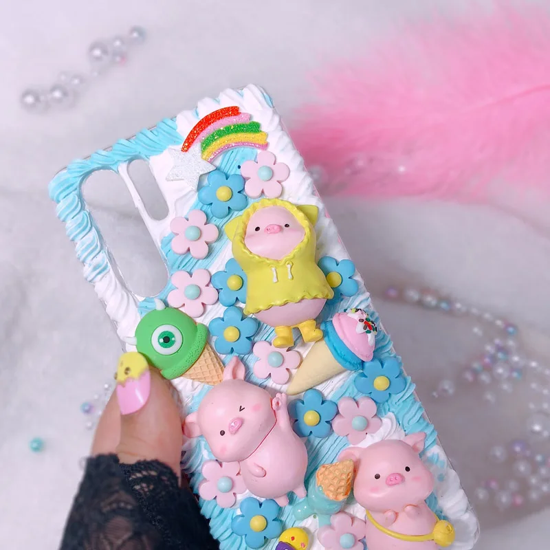 Для iPhone 11 pro max DIY чехол ip XR XS Max милый 3D поросенок чехол для телефона ip7/8 plus ручной работы кремовый чехол ip6/6s+ подарки для девочек ip X/XS