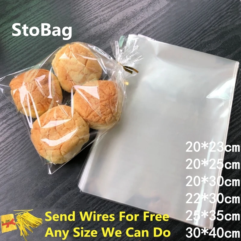 StoBag 100 шт. прозрачные пластиковые пакеты с открытым верхом из OPP прозрачное