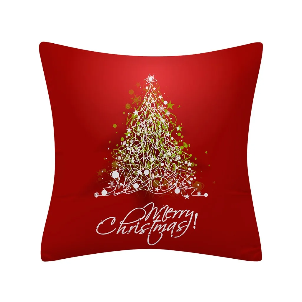 Рождественская наволочка, Красный Блестящий принт, подушки, квадратный полиэстер, наволочка для подушки, Dekoracyjne, Рождественская подушка