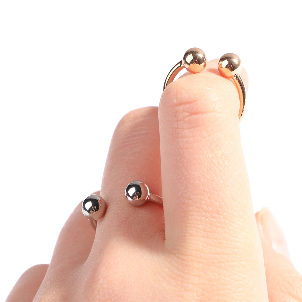 Bijoux pour femmes géométriques simples réglables en or et argent avec deux anneaux en os ouverts et perles de style mode 2025_voghion.com
