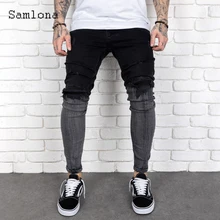 Samlona pantalones vaqueros rasgados de talla grande para hombre, vaqueros de Jean con agujeros, Sexy, a la moda, 2022