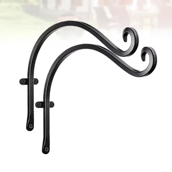 

2 Pcs Iron Hook Wall Mounted Screw Install Hook Rack Bird Cage Holder Wind Chime Organizer Pendant Supplies Hook for Gardening I