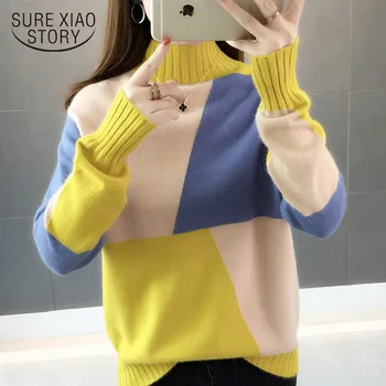 

Autumn 2019 Loose Knitted Women Sweaters Long Sleeve Turtleneck Casual Elegant Soft Women Tops Fashion Women Clothing 5771 90