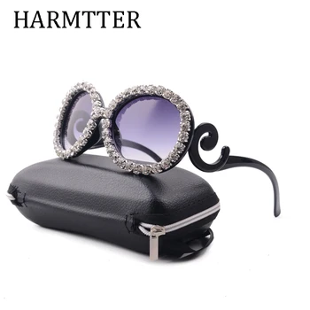 

2020 Handmade Full Crystall diamond Frame Women Sunglasses Luxury Brand oval Sun Glasses Female Oversize Clear Big Chic Sexy