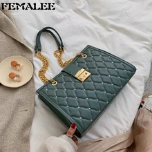 Большая мода Lingge женские сумки через плечо женские цепи нитки зимние клетчатые женские сумки шопперы PU кожаные сумки Новинка