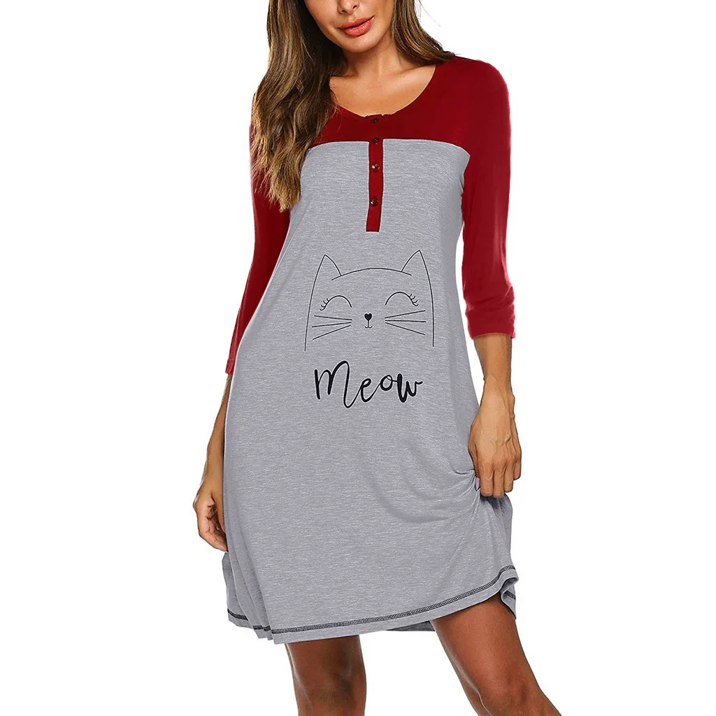 Breastfeeding dress women maternity Clothes short sleeve pregnant women print breastfeeding dress pajamas skirt