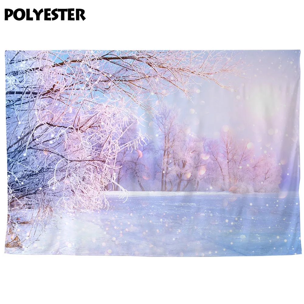 Allenjoy photophone backgrounds Christmas winter wonderland tree frozen snow bokeh nature photographic backdrops photobooth