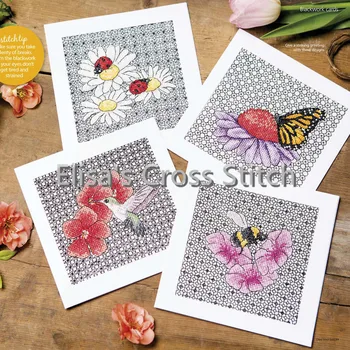 

CD136 14ct DIY Greeting Card Popular Full Set Cross Stitch Greeting Card Birthday Christmas Gift Fairies CardsBlackwords Flowers