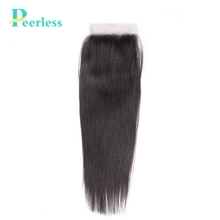 PEERLESS девственные волосы прямые 4*4 Кружева Закрытие бесплатно/средняя часть необработанные человеческие волосы для наращивания натуральный цвет