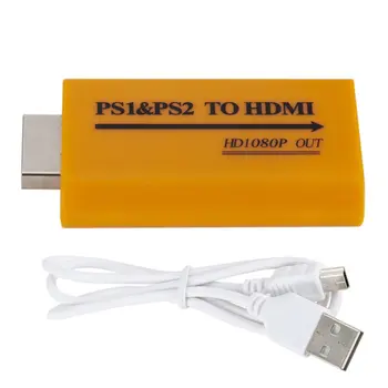 

HD Portable Yellow Audio Video 1080P HDTV Adapter Accessories PS1 PS2 To HDMI Games Mini Converter Plug And Play Parts