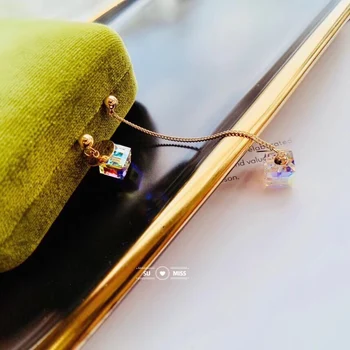 

Free Shipping New Korean Fashion Geometric Long Asymmetry Earring Crystal Circle Stud Tassel Statement Earrings Bijoux Brincos